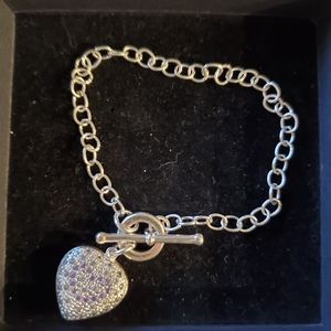 Silver 925 bracelet with puff heart